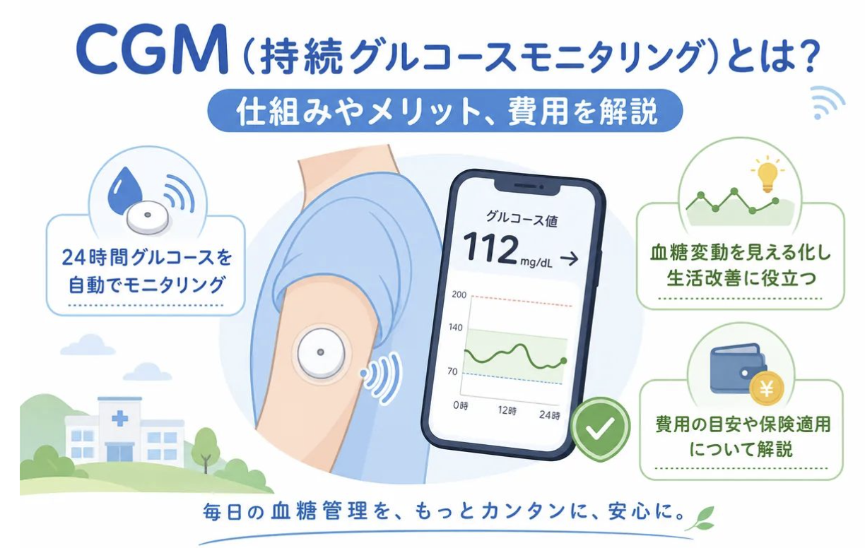 CGM（持続グルコースモニタリング）とは？仕組みやメリット、費用を解説